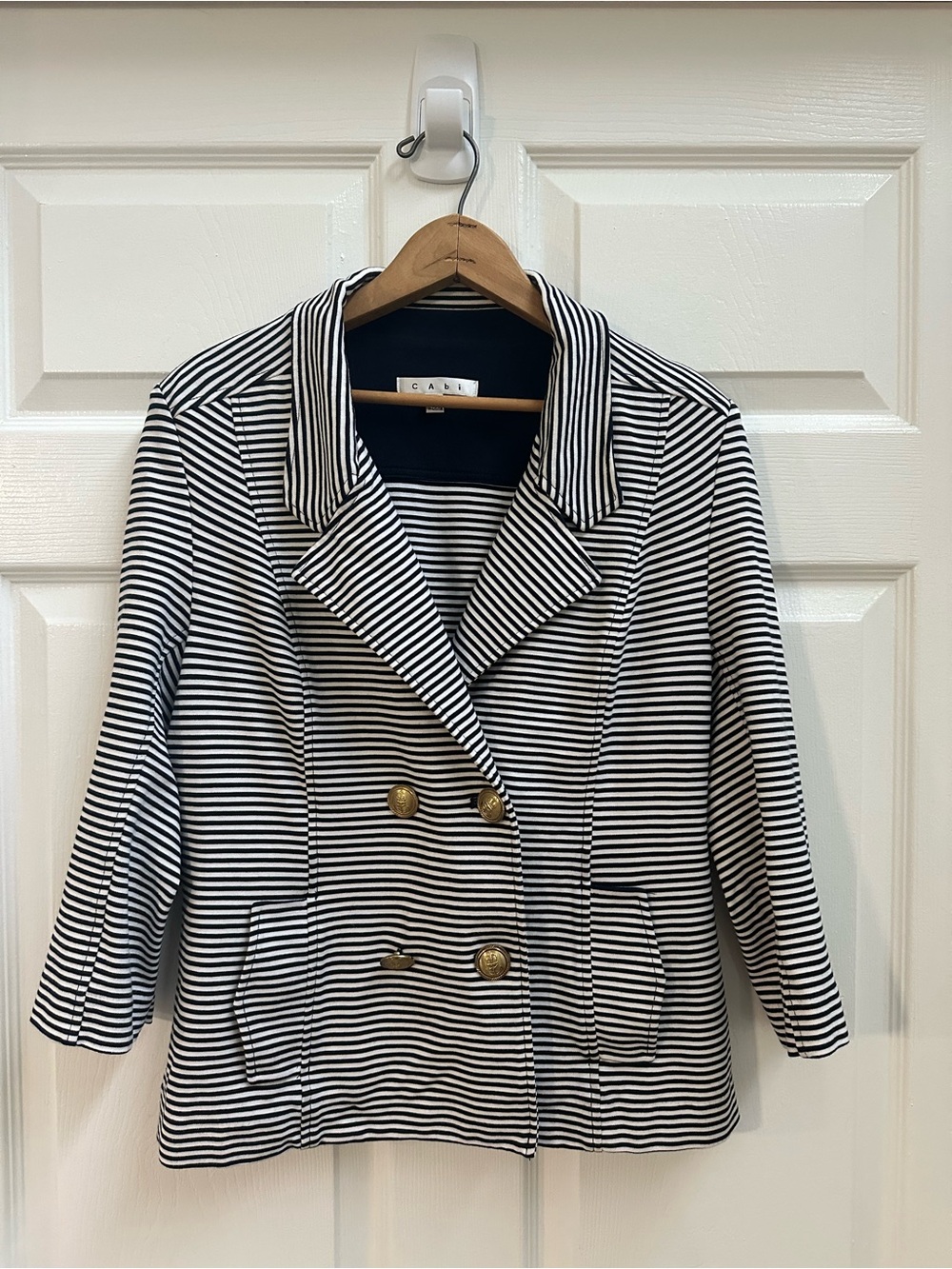 Cami Striped Double-Breasted Navy & White Jacket Sz M